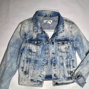 Girls Distressed Denim Jacket Custom Monogram Embroidered Back for spring break